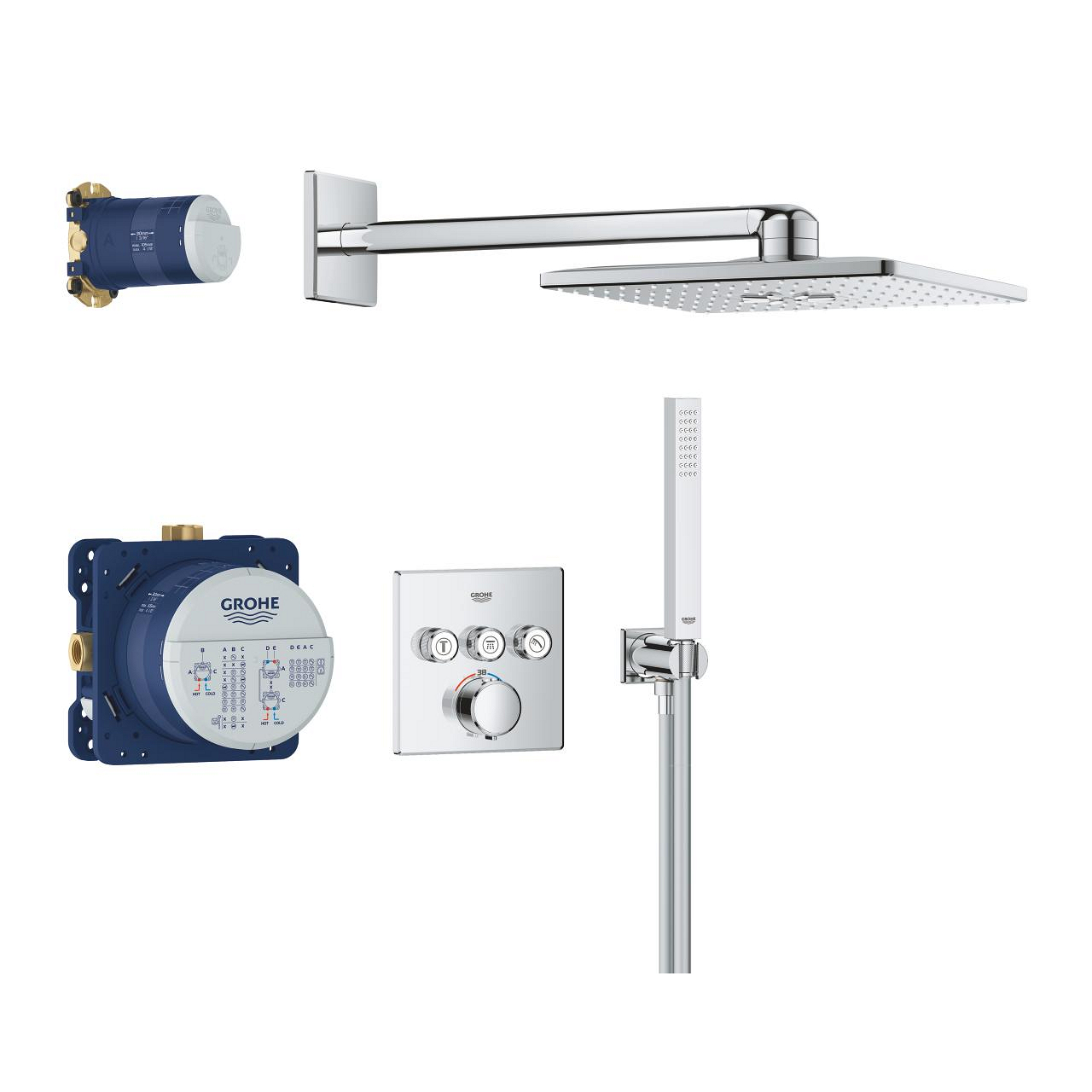 Grohe Precision SmartControl Concealed shower system with Vitalio SmartActive 310 Cube