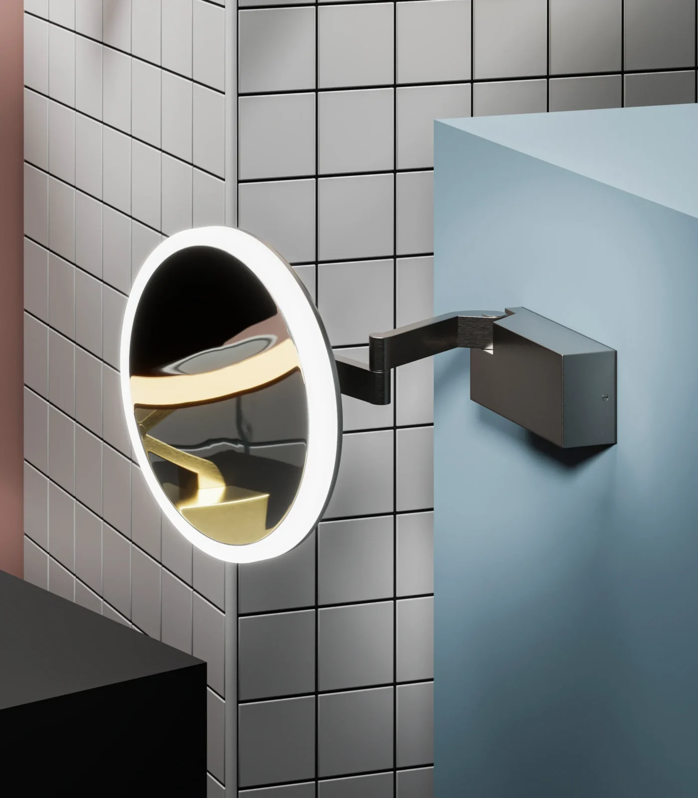 HIB Cirque Illuminated Magnifying Bathroom Mirror