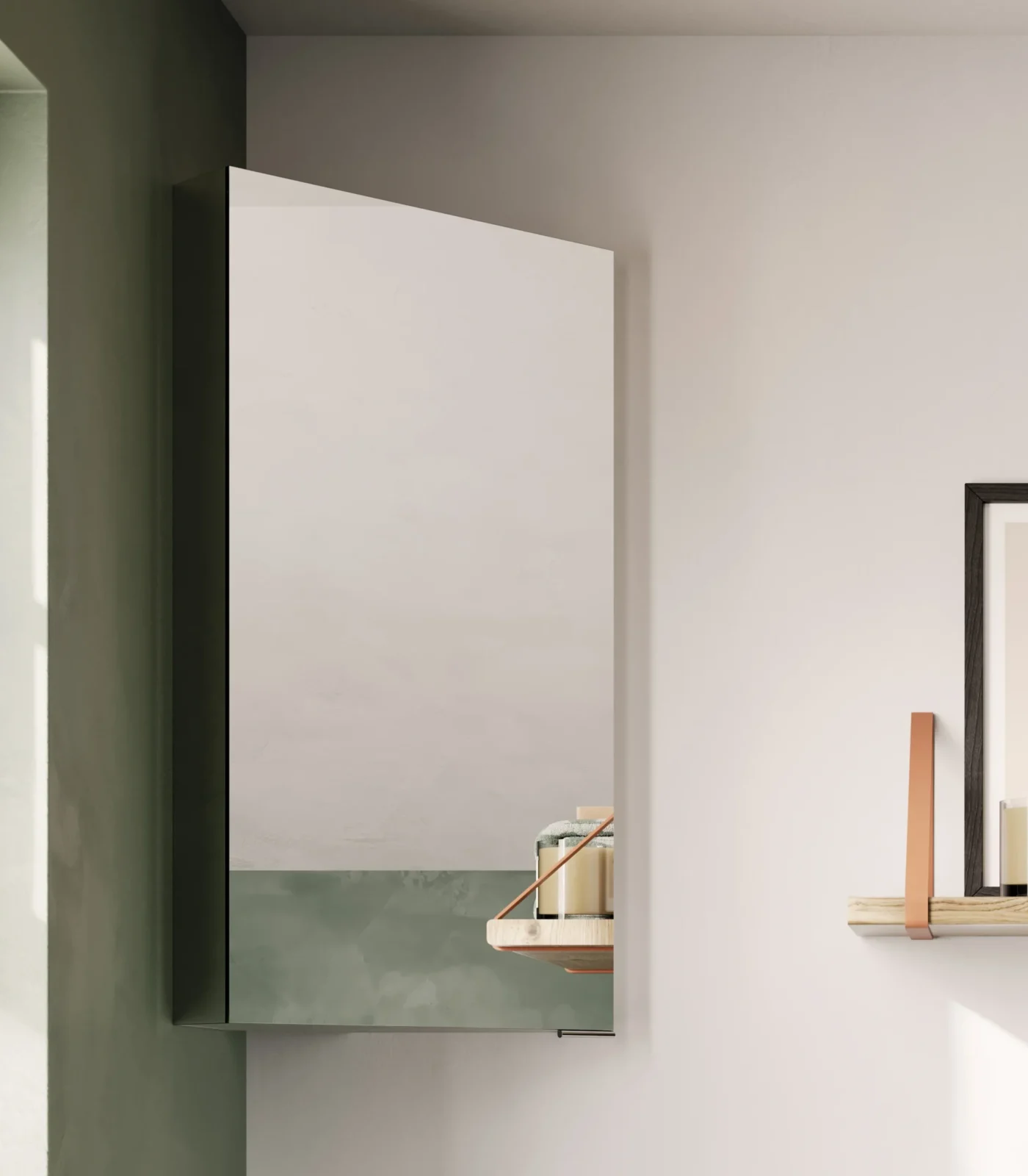 HIB Eris Corner Bathroom Mirrored Cabinet