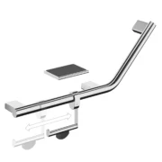 HIB Angled Grab Bar with Toilet Roll Holder and Shelf with Anti-Slip Mat
