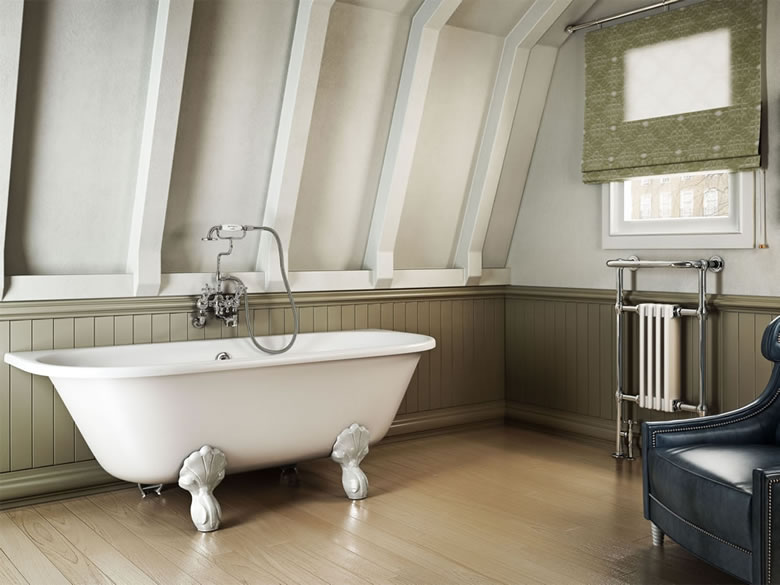 Burlington Bathrooms Avantgarde Back-to-wall 1700 Traditional Bath with Feet