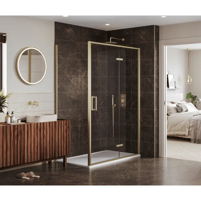 Merlyn 6 Series Sleek | Hinge Door & Inline Panel | with Optional Side Panel