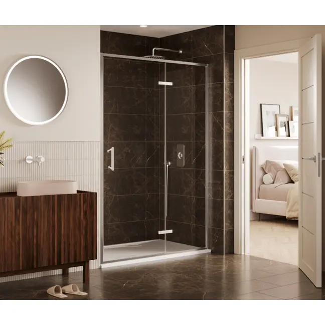 Merlyn 6 Series Sleek | Hinge Door & Inline Panel | with Optional Side Panel