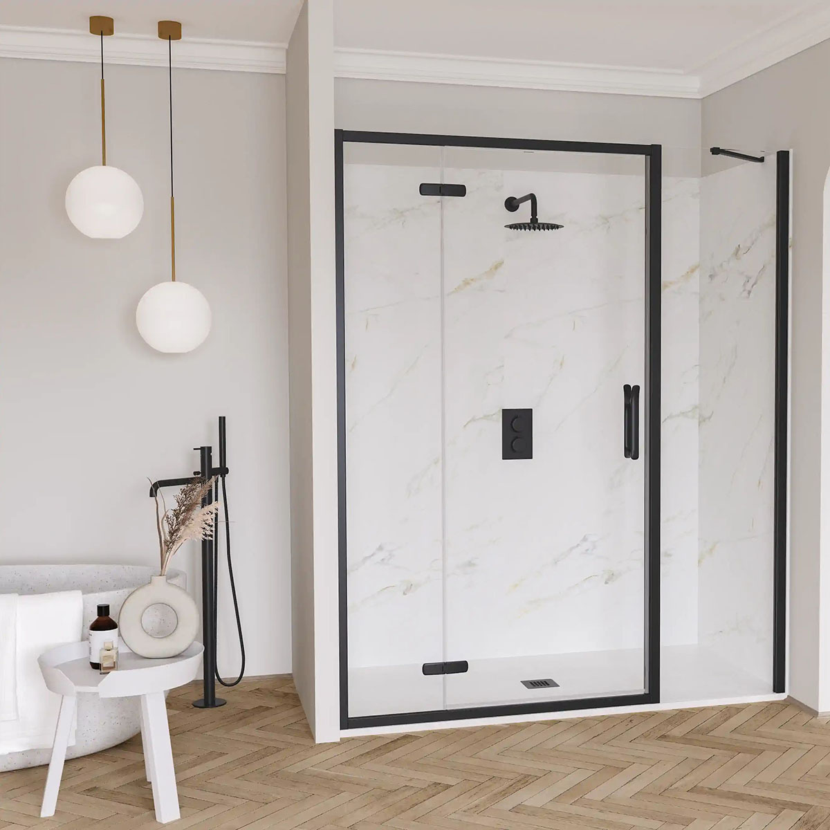 Flair Showers ETO Hinge & Inline Door with Inline Panel