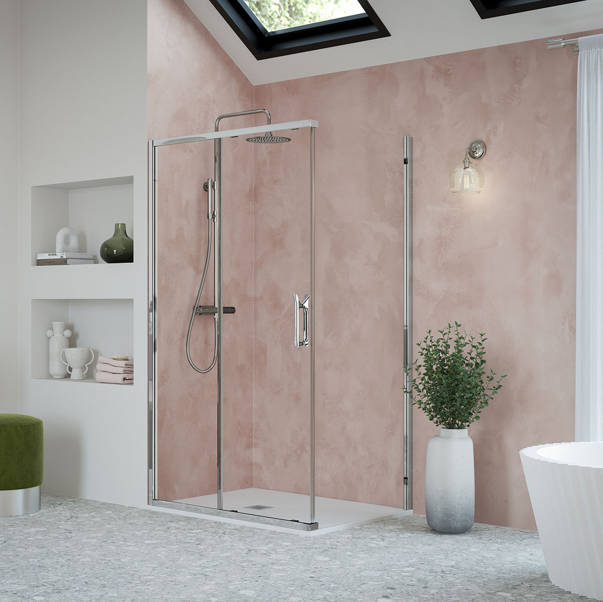 Flair Showers ETO Sliding Door with Frameless Side Panel